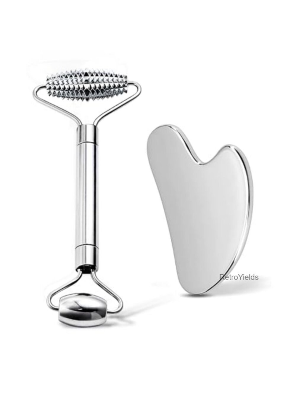 Gua Sha Facial Tools and Face Roller Set Stainless Steel Sculpting